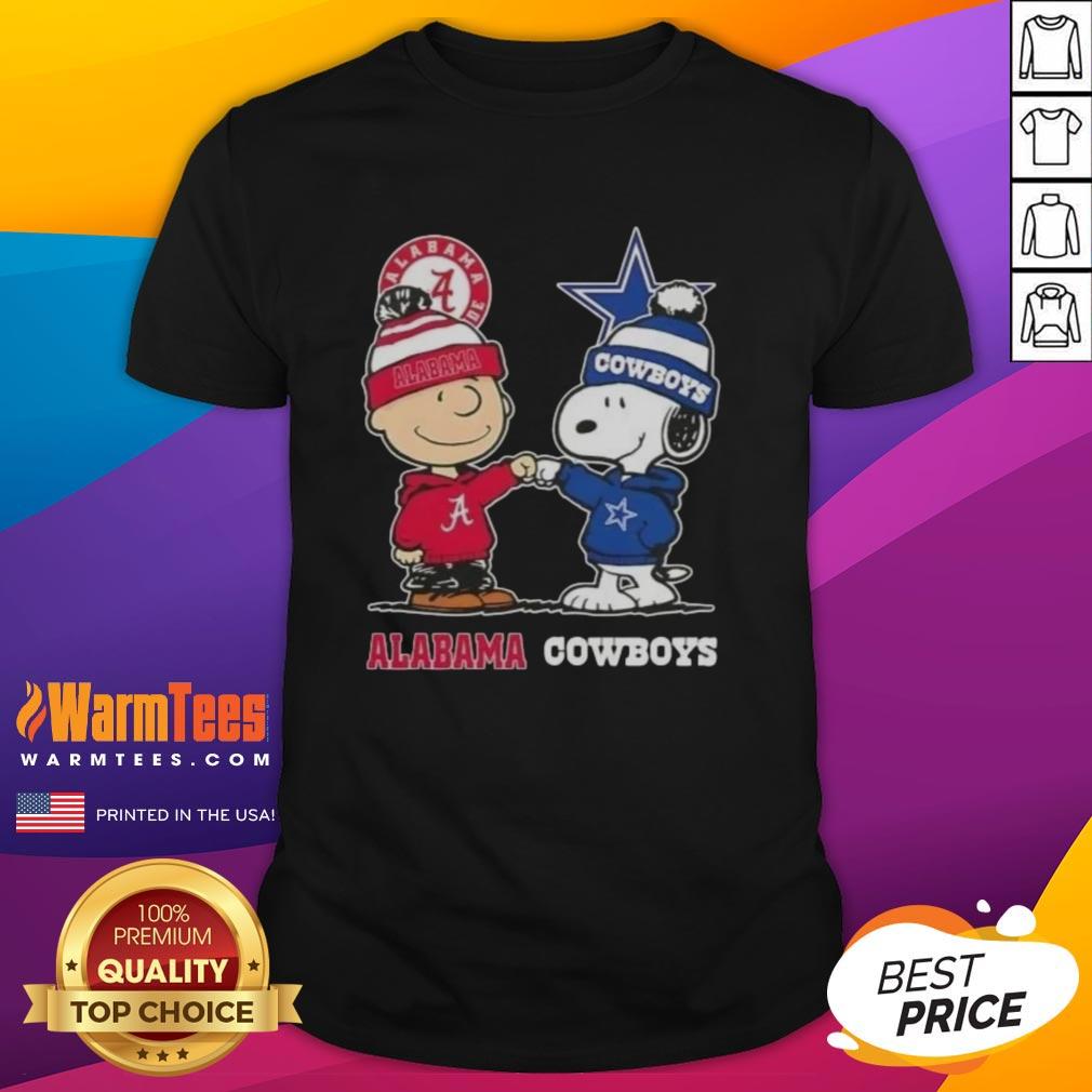 premium-charlie-brown-and-snoopy-alabama-crimson-tide-x-dallas-cowboys-t-shirt Alt Text: Premium Charlie Brown and Snoopy Alabama Crimson Tide x Dallas Cowboys T-Shirt featuring iconic characters in team colors.