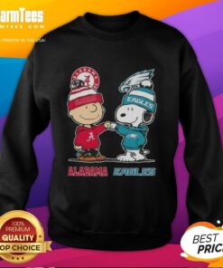 Premium Charlie Brown and Snoopy Alabama Crimson Tide x Philadelphia Eagles sweatshirt featuring vibrant team colors.