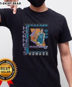 Premium Charlotte Hornets trading card featuring LaMelo Ball on a stylish t-shirt, perfect for basketball fans.