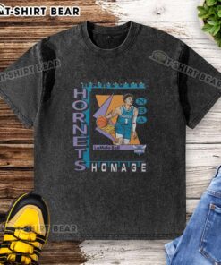 Premium Charlotte Hornets trading card featuring LaMelo Ball on a washed t-shirt design for sports fans.