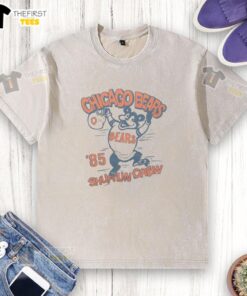 Alt Text: Premium Chicago Bears Shufflin Crew Washed T-Shirt featuring a vintage design, perfect for fans and casual wear.
