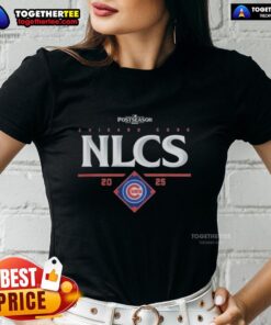 Alt Text: Premium Chicago Cubs NLCS 2025 Ladies Tee featuring team logo and vibrant design for passionate fans.