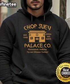Alt Text: Premium Christmas Story Chop Suey Palace hoodie featuring festive design and cozy fit for holiday celebrations.