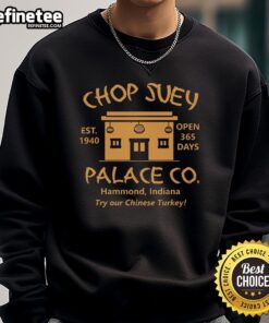 Premium Christmas Story Chop Suey Palace Sweatshirt featuring festive design and cozy fit for holiday celebrations.