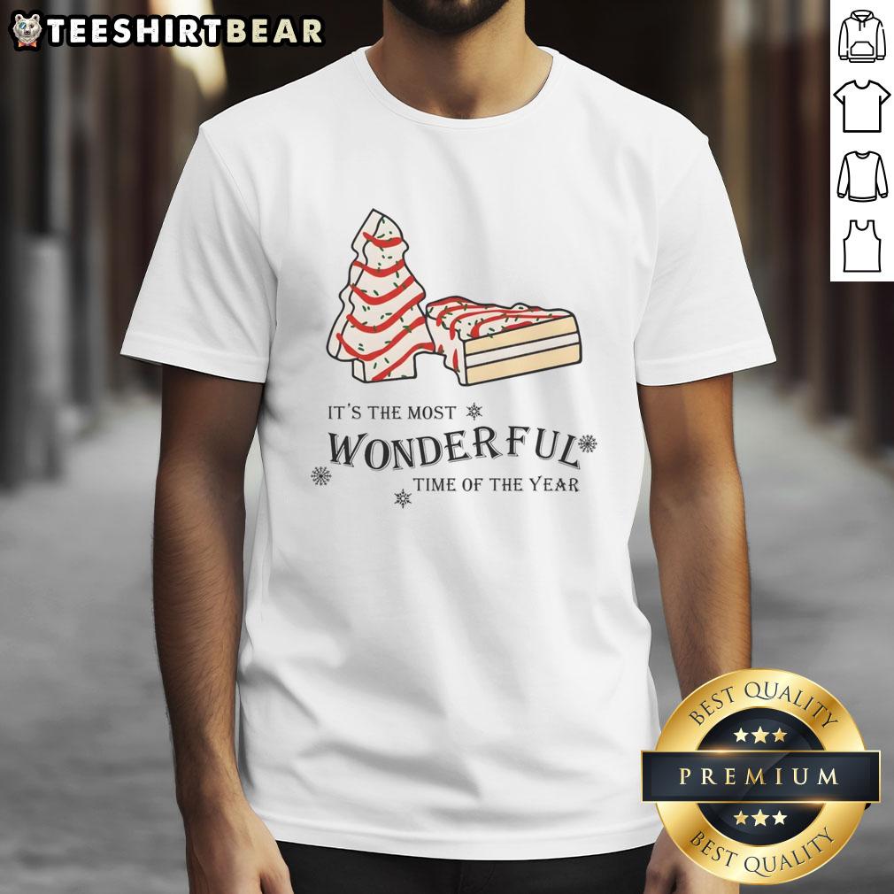 Premium Christmas Tree Cake It'S The Most Wonderful Time Of The Year T Shirt Premium Christmas Tree Cake T-Shirt celebrating 'It's The Most Wonderful Time Of The Year' with festive design.