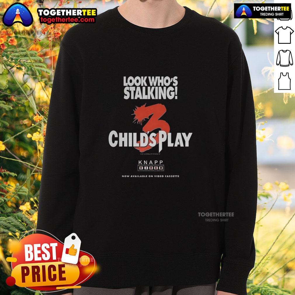 Premium Chucky Child's Play 3 Look Who's Stalking Halloween Characters Sweatshirt Premium Chucky Child's Play 3 sweatshirt featuring Halloween characters, perfect for spooky season and fan apparel.