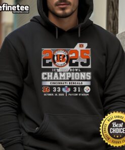 Premium Cincinnati Bengals vs Pittsburgh Steelers Icy Hot Bowl Champions 2025 Hoodie showcasing team colors and logo.