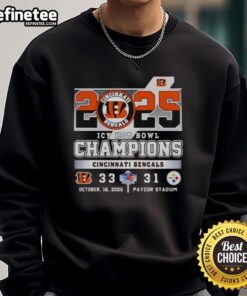 Premium Cincinnati Bengals vs Pittsburgh Steelers Icy Hot Bowl Champions 2025 Sweatshirt, stylish and comfortable team apparel.