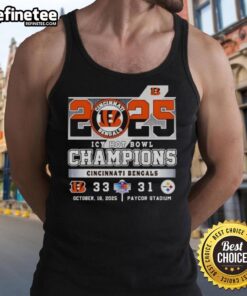 Premium Cincinnati Bengals vs Pittsburgh Steelers Icy Hot Bowl Champions 2025 tank top featuring team logos and vibrant design.