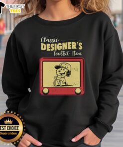 Premium classic designers toolkit: Snoopy 8-bit retro sweatshirt featuring vibrant colors and nostalgic design.