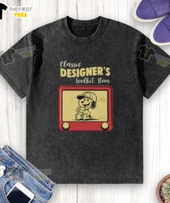 Premium Classic Designers Toolkit Snoopy 8bit Retro Washed T-Shirt featuring a vintage Snoopy graphic design.