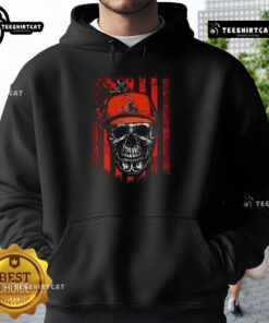 Premium Cleveland Browns NFL Skull Hoodie featuring American flag design for passionate football lovers.