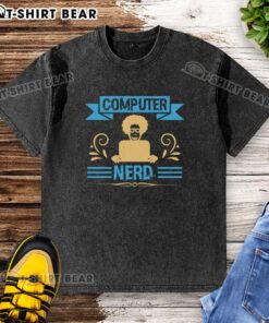 Premium Computer Nerd Washed T-Shirt featuring a stylish graphic design, perfect for tech enthusiasts and casual wear.