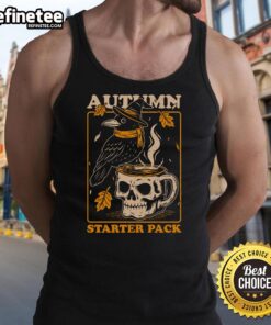 Premium Crow Autumn Coffee Starter Pack with stylish skull tank top, perfect for cozy fall vibes and coffee lovers.