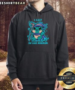Premium Cute Frog I Cast The Bare Minimum Spell Hoodie featuring a whimsical frog design in vibrant colors.