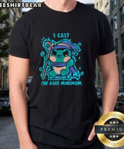 Premium Cute Frog I Cast The Bare Minimum Spell T-Shirt featuring a whimsical frog design for casual wear.