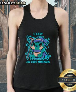 Premium cute frog tank top featuring 'I Cast The Bare Minimum' spell design for casual, fun fashion lovers.