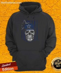 Alt Text: Premium Dallas Cowboys NFL hoodie featuring a skull design with the American flag, perfect for football lovers.