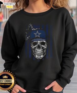 Premium Dallas Cowboys NFL Skull American Flag sweatshirt for football lovers, showcasing team spirit and style.