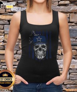 Premium Dallas Cowboys NFL Skull American Flag Tank Top for football lovers, perfect for game day and casual wear.