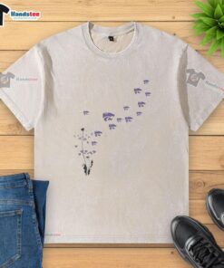 Premium Dandelion Flower Kansas State Wildcats Football Logo washed t-shirt displayed on a wooden background.