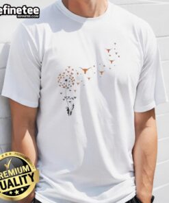 Premium Dandelion Flower Texas Longhorn Football Logo T-Shirt featuring vibrant graphics and a stylish design.