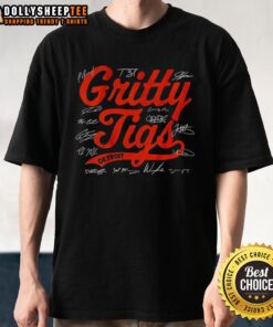 Alt Text: Premium Detroit Tigers Baseball 2025 Gritty Tigs Players Signature T-Shirt showcasing vibrant team colors and player signatures.