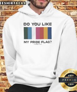 Premium 'Do You Like My Pride Flag' Turnstile Hoodie showcasing vibrant pride colors and stylish design.