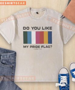 Alt Text: Premium Do You Like My Pride Flag Turnstile Washed T-Shirt in vibrant colors, perfect for celebrating LGBTQ+ pride.
