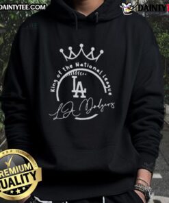 Premium Dodgers 'We Are So Back' King of the National League Hoodie in blue, perfect for baseball fans.