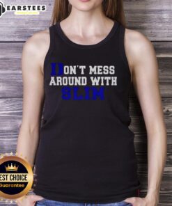 Premium Don't Mess Around With Slim Duke Blue Devils tank top featuring vibrant team colors and stylish design.