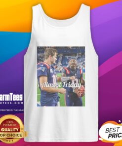 Premium Drake Maye and Stefon Diggs tank top featuring New England Patriots logo, perfect for Almost Friday vibes.