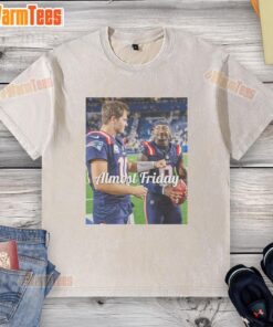 Premium Drake Maye and Stefon Diggs New England Patriots football t-shirt, perfect for Almost Friday casual wear.
