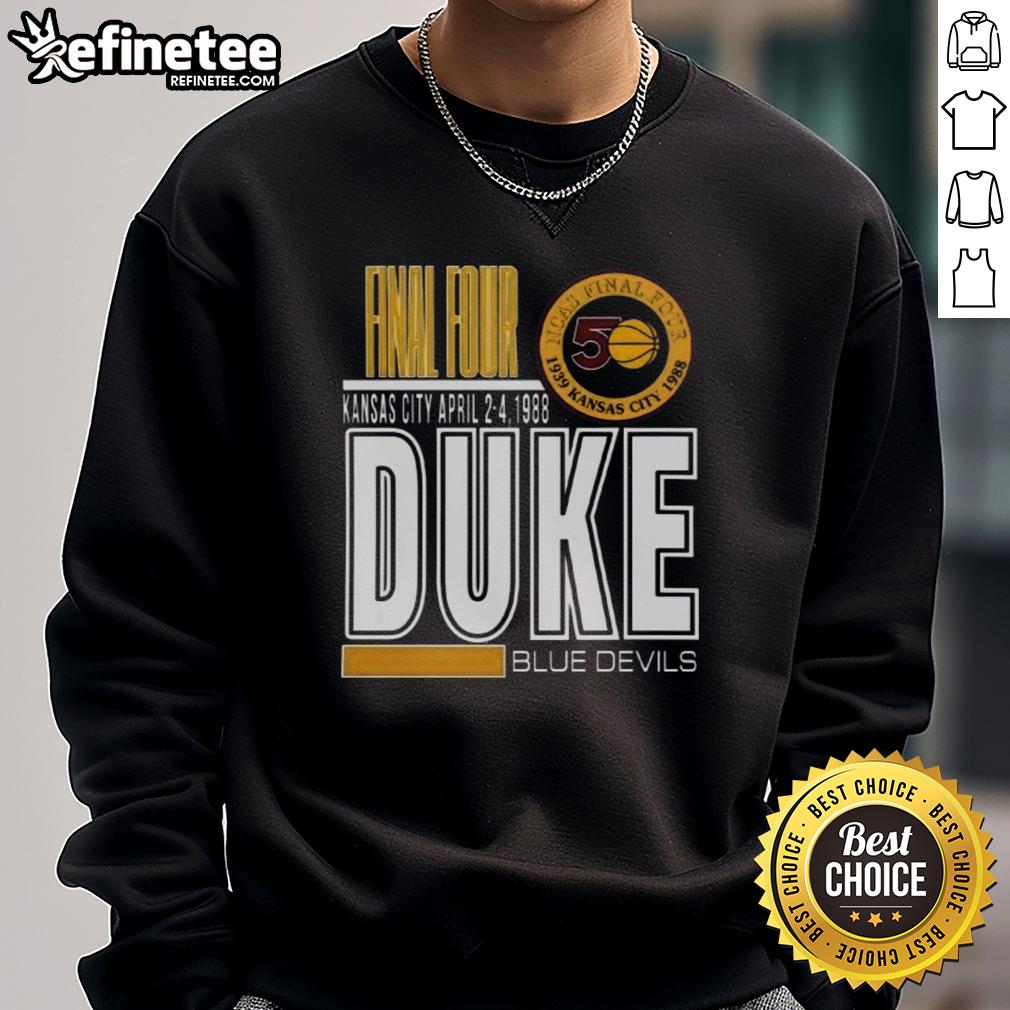 premium-duke-university-blue-devils-1988-kansas-city-sweatshirt Alt Text: Vintage Premium Duke University Blue Devils 1988 Kansas City Sweatshirt in blue with team logo and classic design.