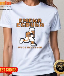 Alt Text: Premium Emeka Egbuka Ohio State Buckeyes wide receiver Pixel Ladies Tee showcasing team spirit and style.