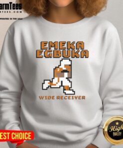 Premium Emeka Egbuka Ohio State Buckeyes wide receiver pixel sweatshirt in scarlet and gray, perfect for fans.
