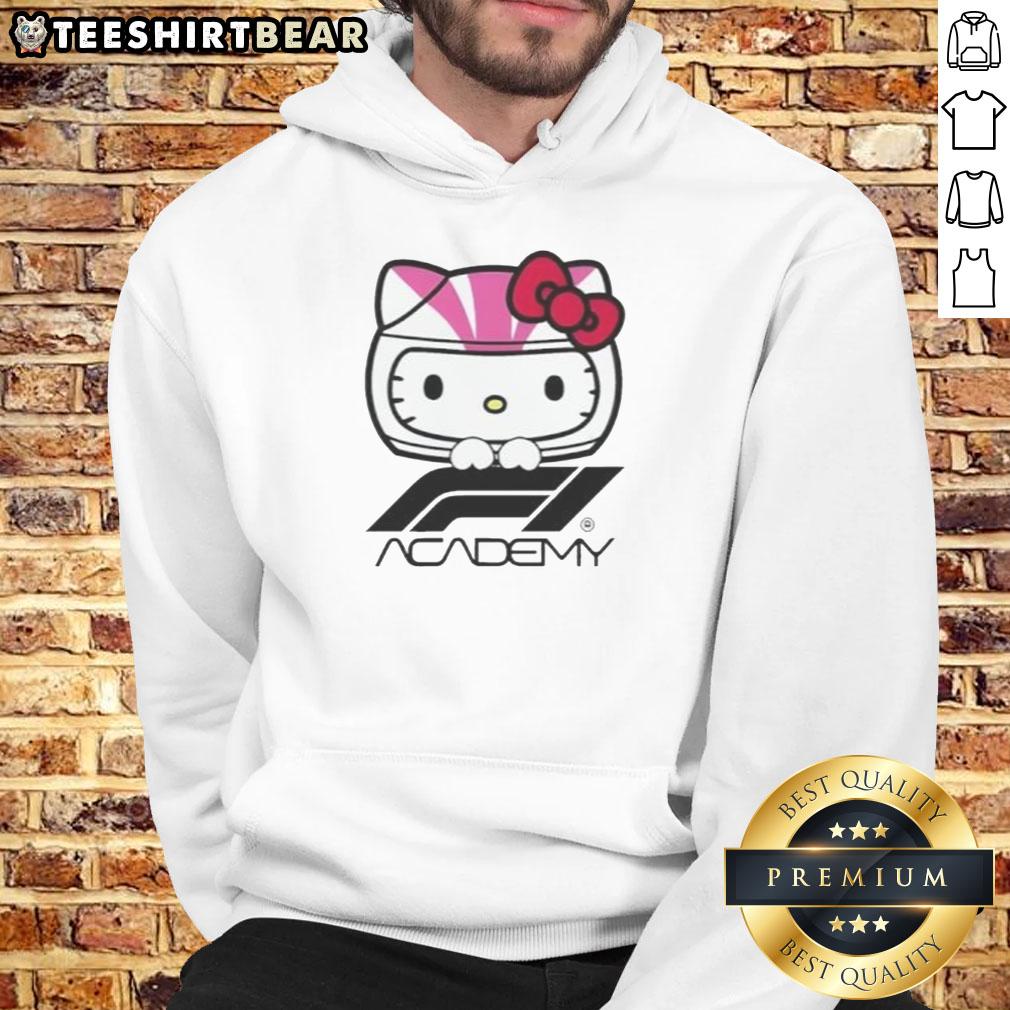 Premium F1 Academy Hello Kitty Hoodie Alt Text: Premium F1 Academy Hello Kitty Hoodie featuring a stylish design for motorsport fans and Hello Kitty lovers.