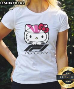 Premium F1 Academy Hello Kitty ladies tee featuring a stylish design perfect for racing fans and casual wear.