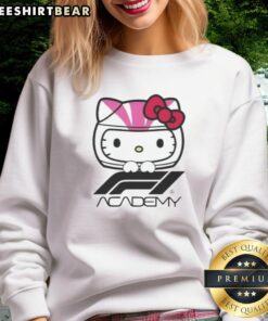 Premium F1 Academy Hello Kitty sweatshirt featuring a stylish design perfect for motorsport fans and fashion lovers.