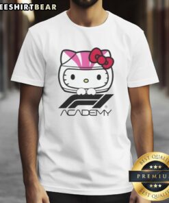 Premium F1 Academy Hello Kitty T-Shirt featuring a stylish design with Hello Kitty and racing elements for fans.