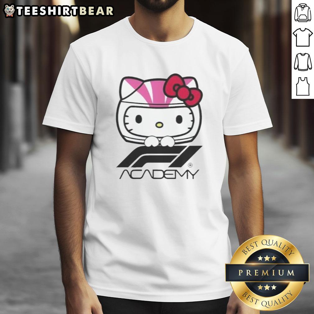 Premium F1 Academy Hello Kitty T Shirt Premium F1 Academy Hello Kitty T-Shirt featuring a stylish design with Hello Kitty and racing elements for fans.