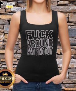 Premium F*ck Around and Find Out Tank Top in black, showcasing bold text design for casual, edgy fashion.