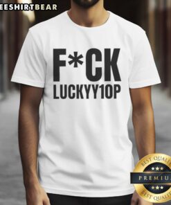Premium Fck Luckyy1Op T-Shirt in black featuring bold graphic design, perfect for casual streetwear enthusiasts.