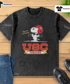Premium Fight On To Victory Peanuts x USC Football Trojans washed t-shirt featuring vibrant graphics and a relaxed fit.