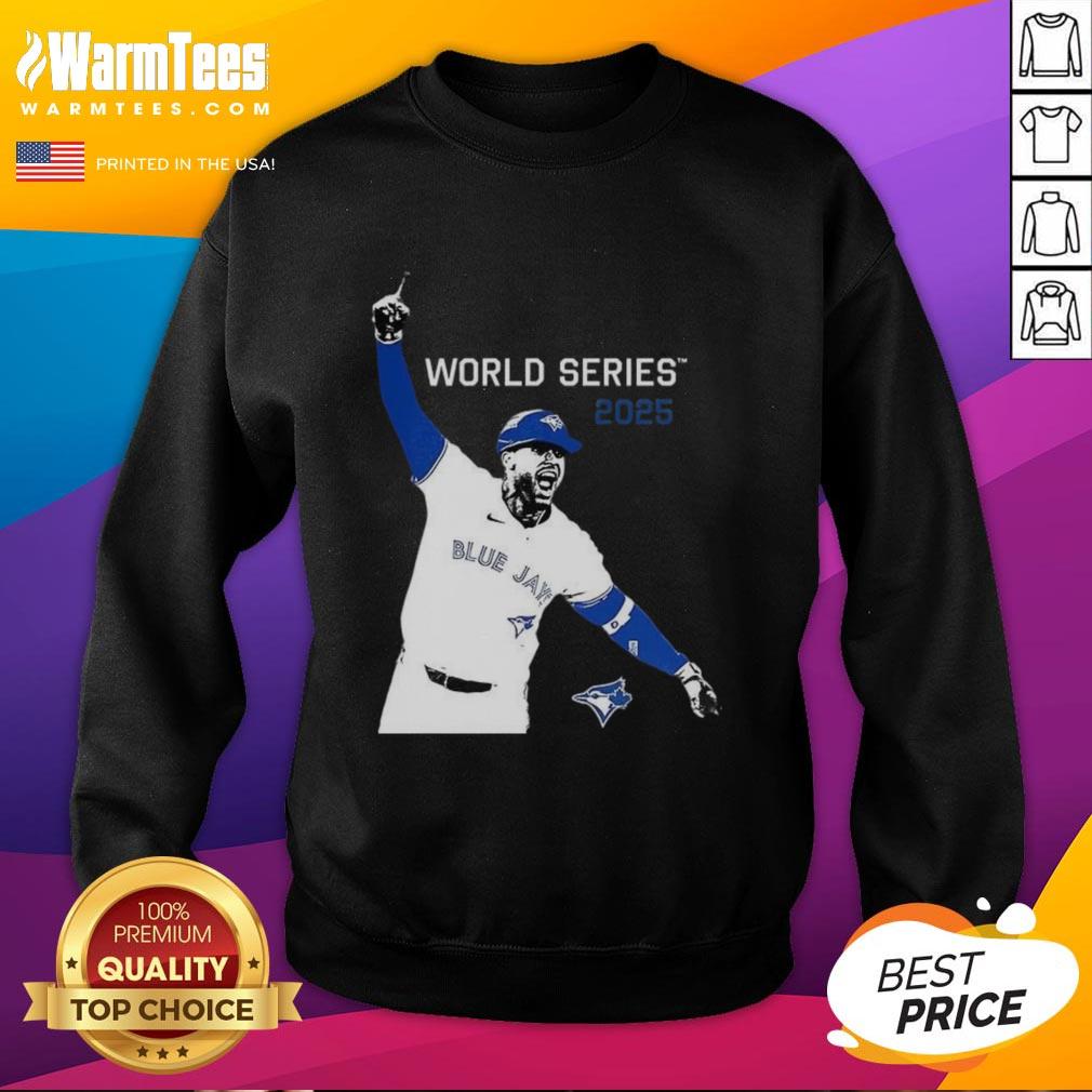 premium-george-springer-toronto-blue-jays-mbl-world-series-2025-player-graphic-sweatshirt Alt Text: Premium George Springer Toronto Blue Jays MLB World Series 2025 graphic sweatshirt featuring team colors and logo.