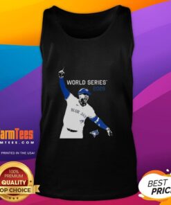 Alt Text: Premium George Springer Toronto Blue Jays MLB World Series 2025 player graphic tank top showcasing team spirit.