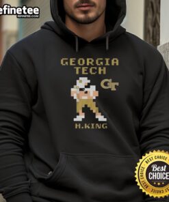 Premium Georgia Tech Football Haynes King Retro Baller Hoodie in navy blue, showcasing team spirit and vintage style.