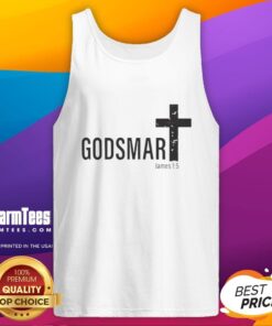 Alt Text: Premium Godsmart James 1-5 Cross Tank Top in black, showcasing a stylish design perfect for casual wear.