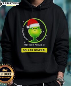Alt Text: Premium Grinch Christmas hoodie featuring I Used to Smile and Then I Worked at Dollar General design.