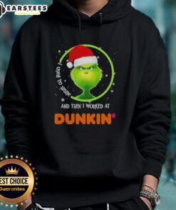 Cozy Premium Grinch hoodie with 'I Used to Smile and Then I Worked at Dunkin Donuts' graphic for festive fans.